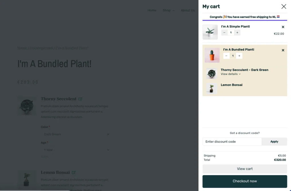 WooCommerce Product Bundles in the CartPops drawer